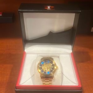 Invicta skeletonized, automatic, gold watch (22575)